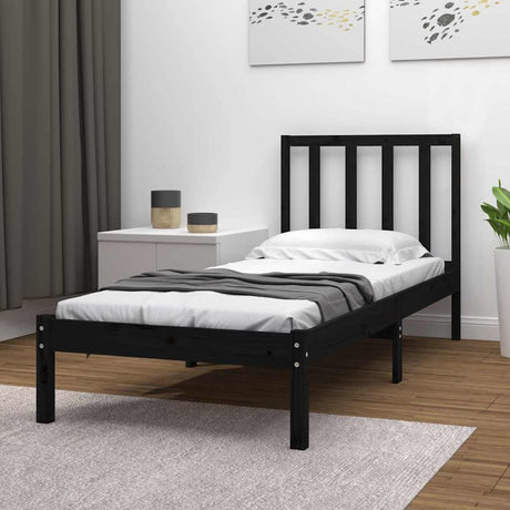 Vidaxl bedframe massief grenenhout zwart 75x190 cm