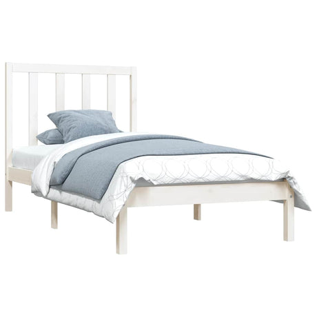 Vidaxl bedframe massief grenenhout wit 75x190 cm