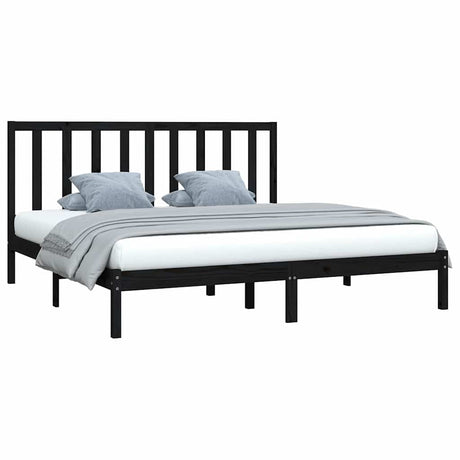 Vidaxl bedframe massief grenenhout zwart 200x200 cm