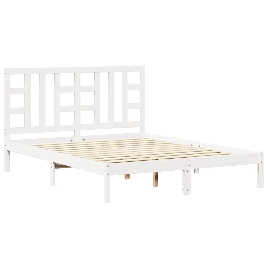 Vidaxl bedframe massief hout wit 150x200 cm