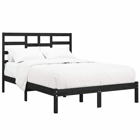 Vidaxl bedframe massief hout zwart 140x190 cm