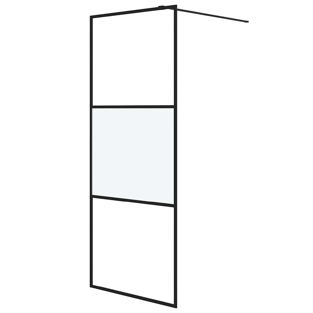 Vidaxl Walk-in Duschwand 80x195 cm Halbmat ESG Glass Schwarz