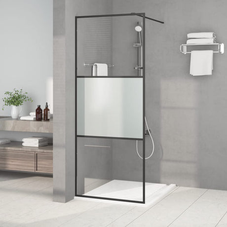 Vidaxl Walk-in Duschwand 80x195 cm Halbmat ESG Glass Schwarz