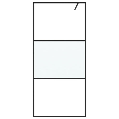 Vidaxl Walk-in Duschwand 90x195 cm Halbmat ESG Glass Schwarz