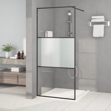 Vidaxx begehbare Duschabtrennung 90x195 cm halbmattes ESG-Glas schwarz