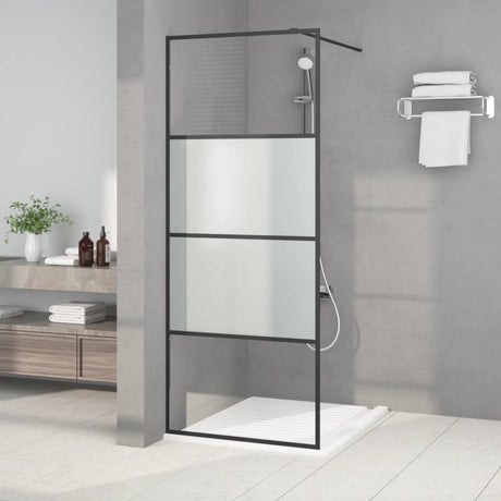 Vidaxl Walk-in Duschwand 80x195 cm Halbmat ESG Glass Schwarz