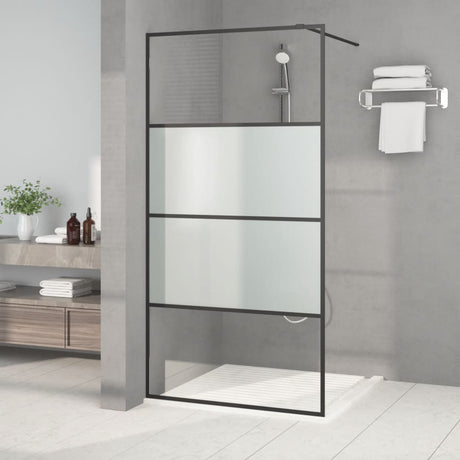 Vidaxl Walk-in Duschwand 100x195 cm Halfmat ESG Glass Schwarz