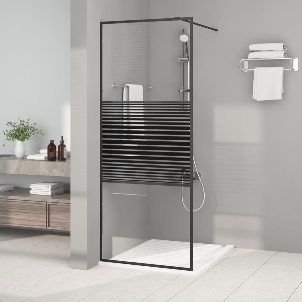 Vidaxl begehete Duschwand 80x195 cm transparentes ESG-Glas schwarz
