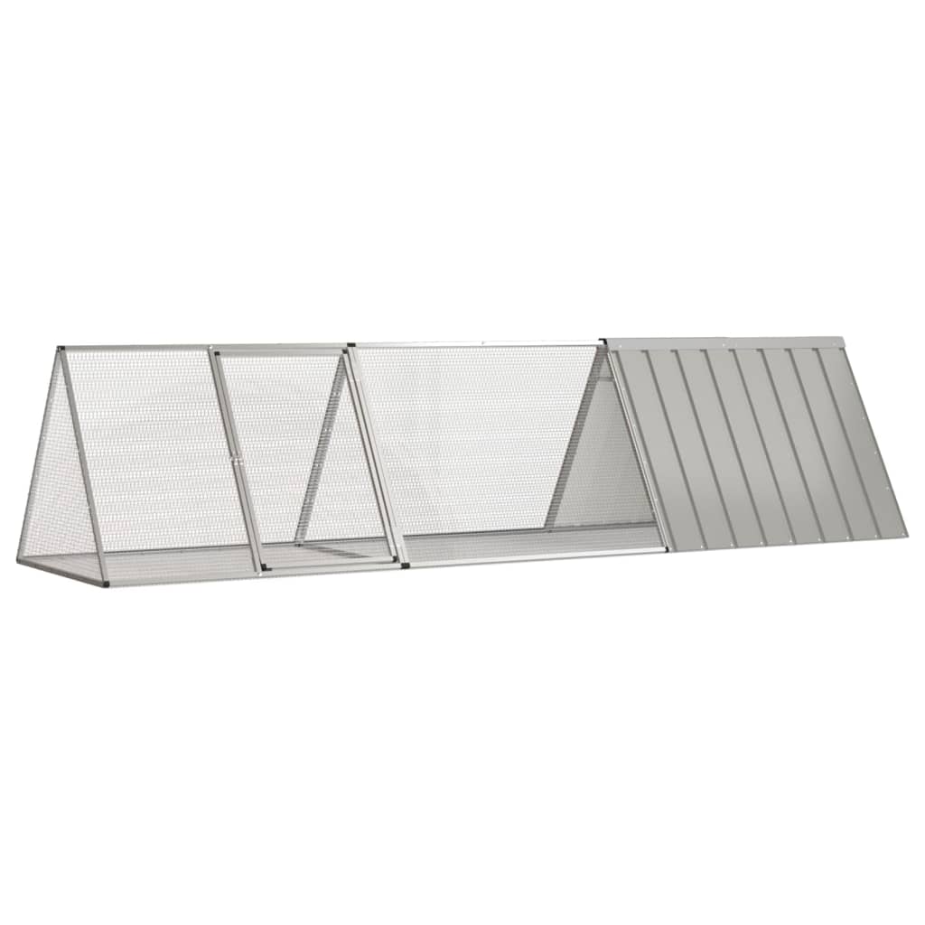 Vidaxl konijnenkooi grijs 302,5x80,5x71 cm gegalvaniseerd staal