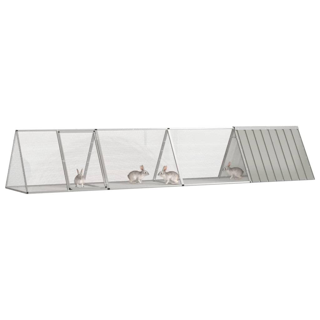 Vidaxl konijnenhok 403,5x80,5x71 cm gegalvaniseerd staal grijs