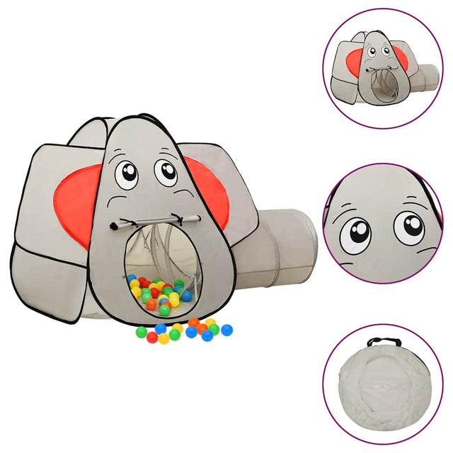 VidaXL Kinderspielzelt mit 250 Bällen Elefant 174x86x101 cm grau