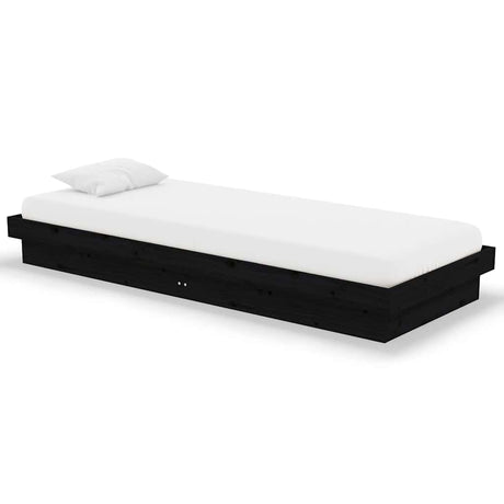 Vidaxl bedframe massief hout zwart 75x190 cm
