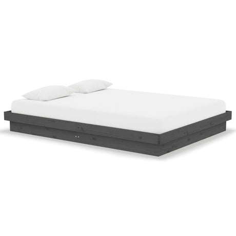 Vidaxl bedframe massief hout grijs 135x190 cm