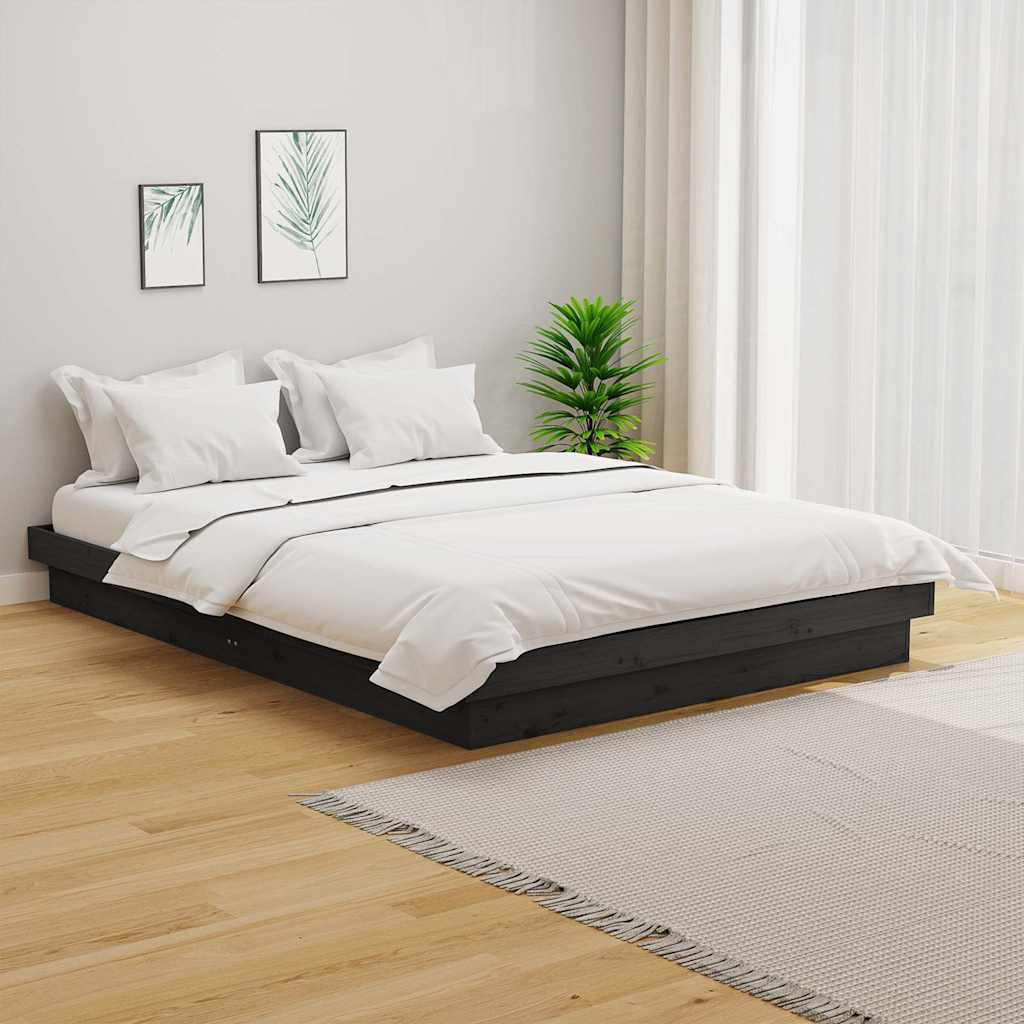 Vidaxl bedframe massief hout grijs 135x190 cm