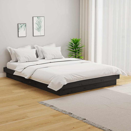 Vidaxl bedframe massief hout grijs 135x190 cm
