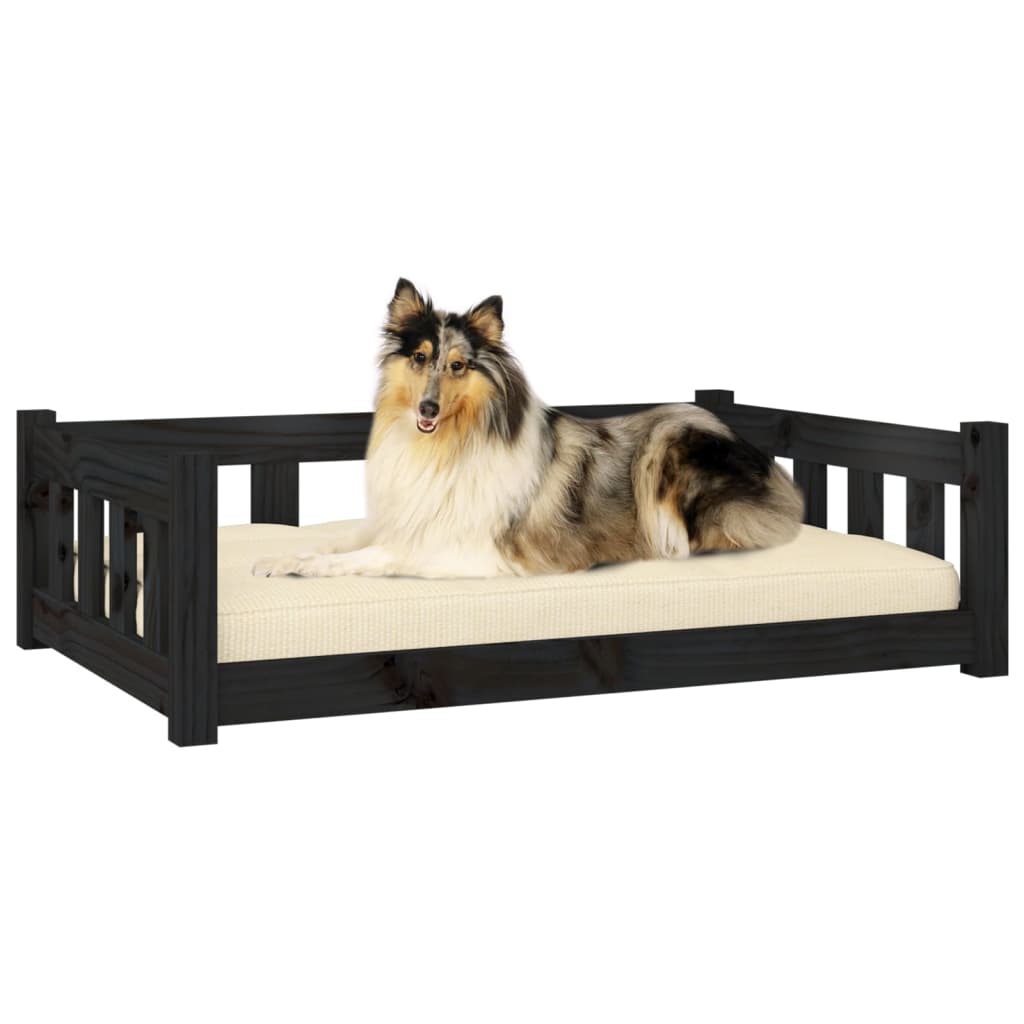 Vidaxxl Hundebett 95,5x65,5x28 cm massives Kiefernholz schwarz