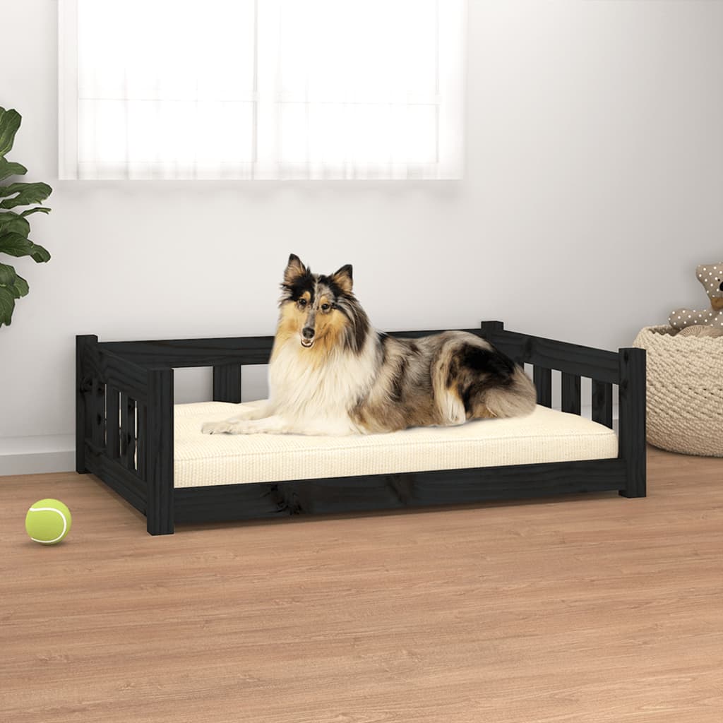Vidaxxl Hundebett 95,5x65,5x28 cm massives Kiefernholz schwarz