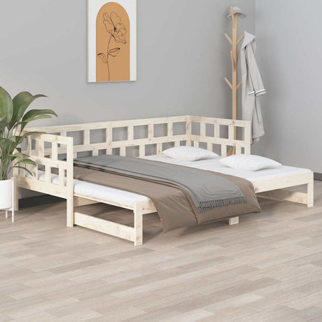 Vidaxl slaapbank uitschuifbaar massief grenenhout 2x(80x200) cm