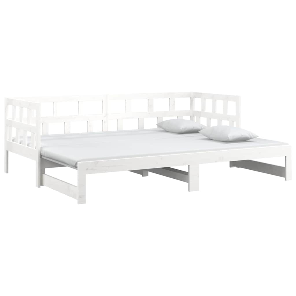 Vidaxl slaapbank uitschuifbaar massief grenenhout wit 2x(90x190) cm