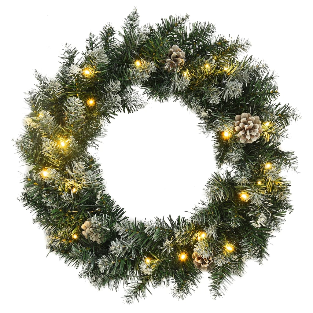 Vidaxl Weihnachtskranz mit LED -Leuchten 45 cm PVC Grün