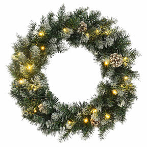 Vidaxx Weihnachtskranz mit LED-Lichtern 60 cm PVC grün