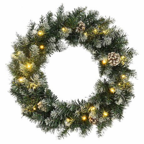 Vidaxx Weihnachtskranz mit LED-Lichtern 60 cm PVC grün