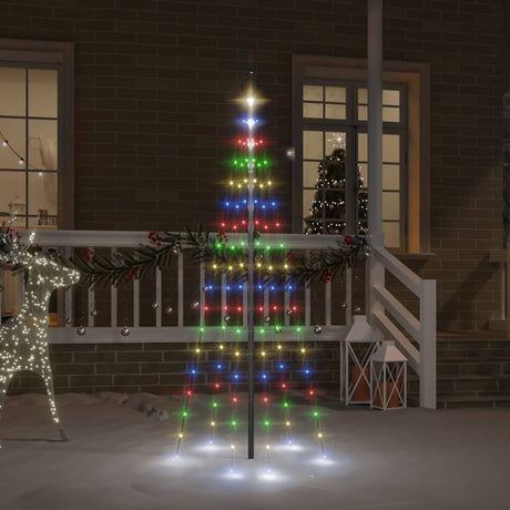 VidaXL Fahnenmast Weihnachtsbaum 108 LEDs mehrfarbig 180 cm