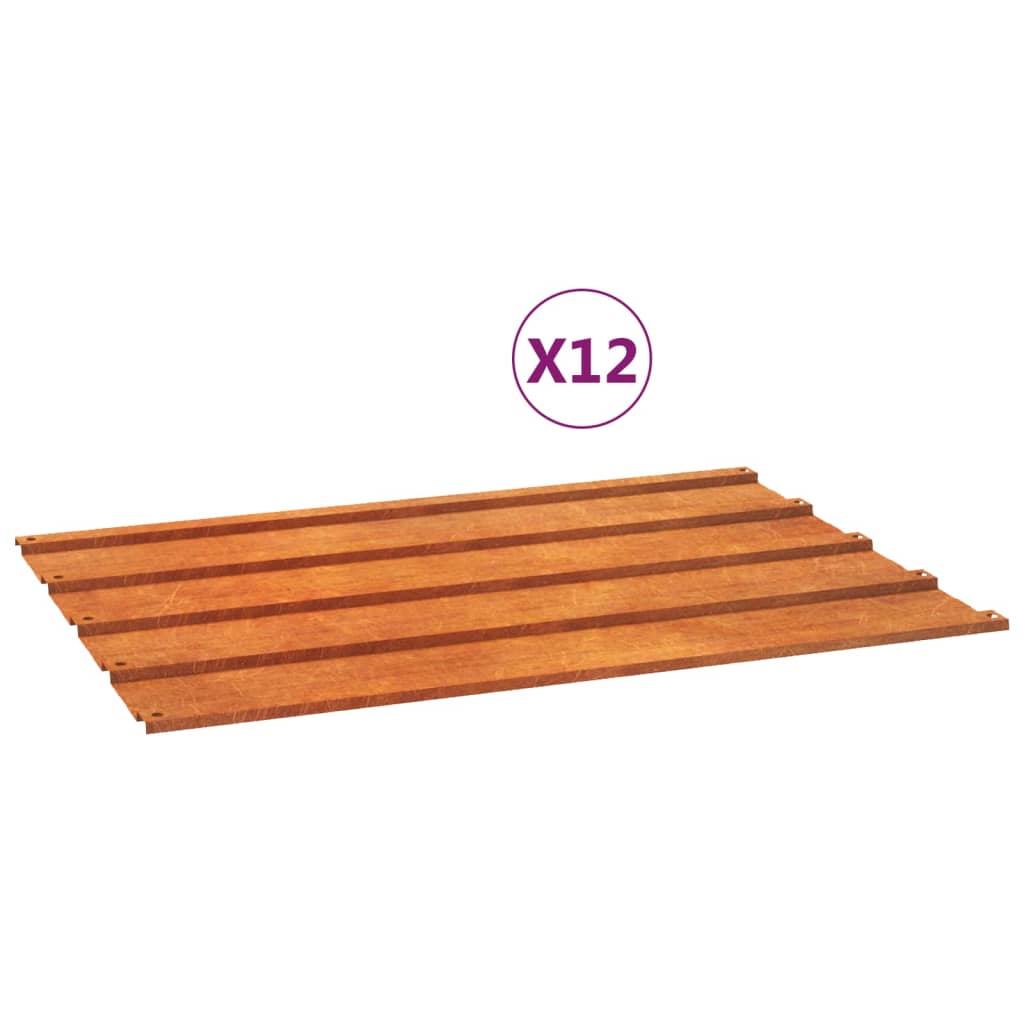 Vidaxl dakpanelen 12 st 60x44 cm cortenstaal roestig
