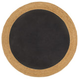 Vidaxl Teppich rund geflochten 150 cm Jute und Baumwollschwarz Natural