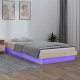 Vidaxl bedframe led massief hout 90x200 cm