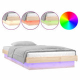 Vidaxl bedframe led massief hout 100x200 cm