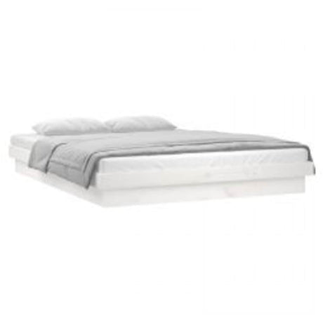 Vidaxl bedframe led massief hout wit 140x200 cm