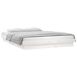 Vidaxl bedframe led massief hout wit 150x200 cm