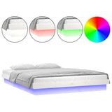 Vidaxl bedframe led massief hout wit 135x190 cm