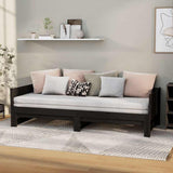 Vidaxl slaapbank uitschuifbaar massief grenenhout zwart 2x(80x200) cm