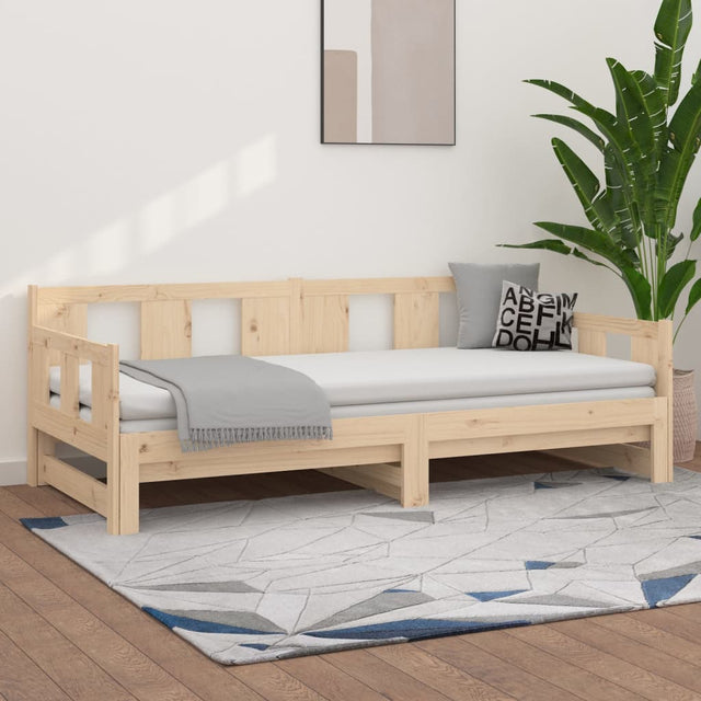 Vidaxl slaapbank uitschuifbaar massief grenenhout 90x190 cm