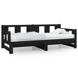 Vidaxl slaapbank uitschuifbaar massief grenenhout zwart 2x(90x190) cm