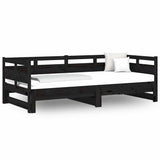 Vidaxl slaapbank uitschuifbaar massief grenenhout zwart 2x(80x200) cm