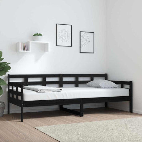Vidaxl slaapbank massief grenenhout zwart 80x200 cm