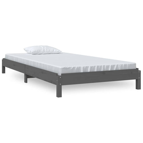 Vidaxl bed stapelbaar 75x190 cm massief grenenhout grijs