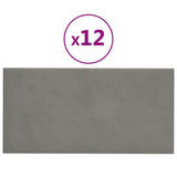 Vidaxl -Wandplatten 12 ST 2,16 m² 60 x 30 cm Samt hellgrau