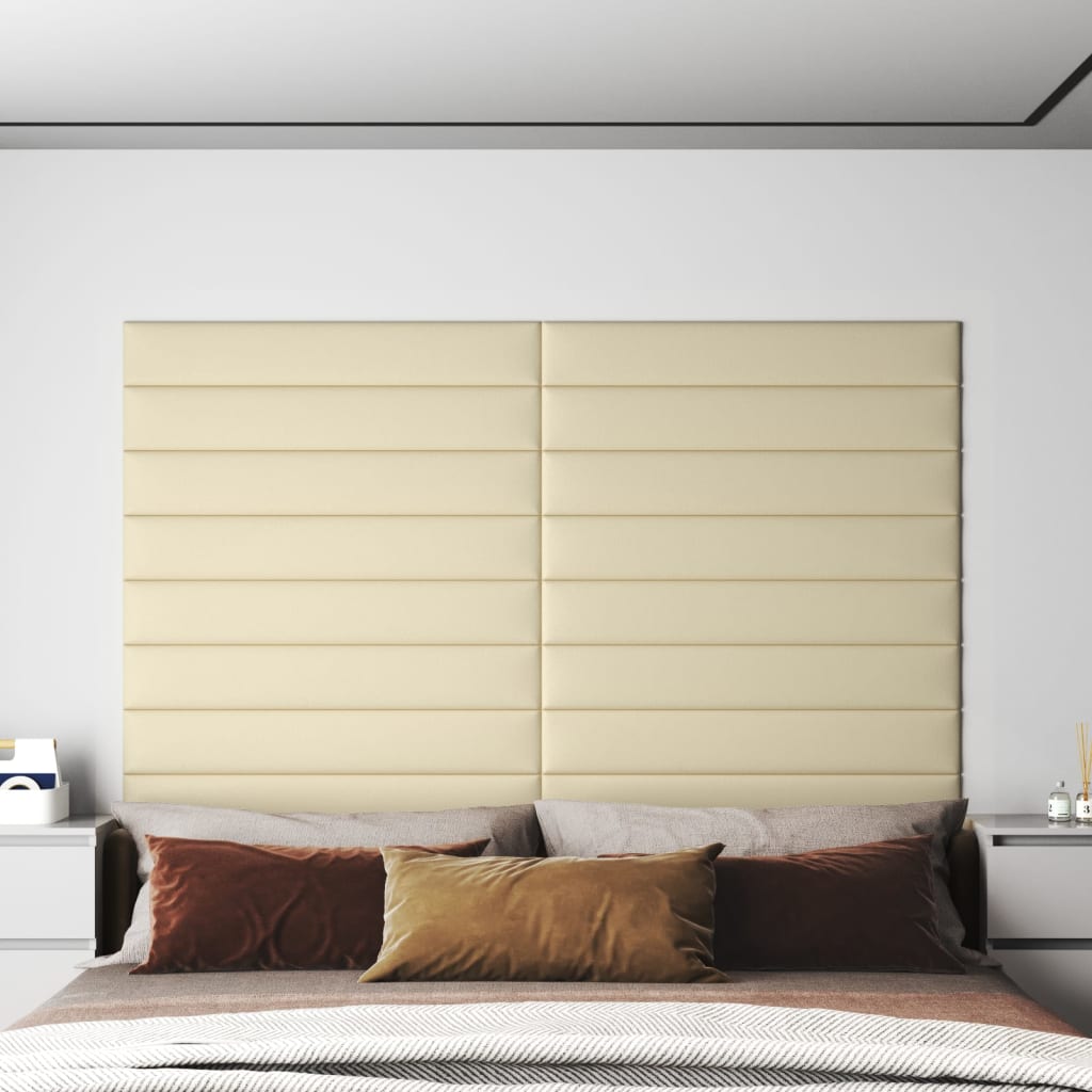 Vidaxl -Wandpaneele 12 ST 1,62 m² 90 x 15 cm künstliche Ledercreme -Colored