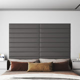 Vidaxl Wandpaneele 12 ST 1,62 m² 90 x 15 cm künstliches Ledergrau grau