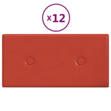 Vidaxl -Wandpaneele 12 Stcs 0,54 m² 30 x 15 cm künstliches Lederrot rot