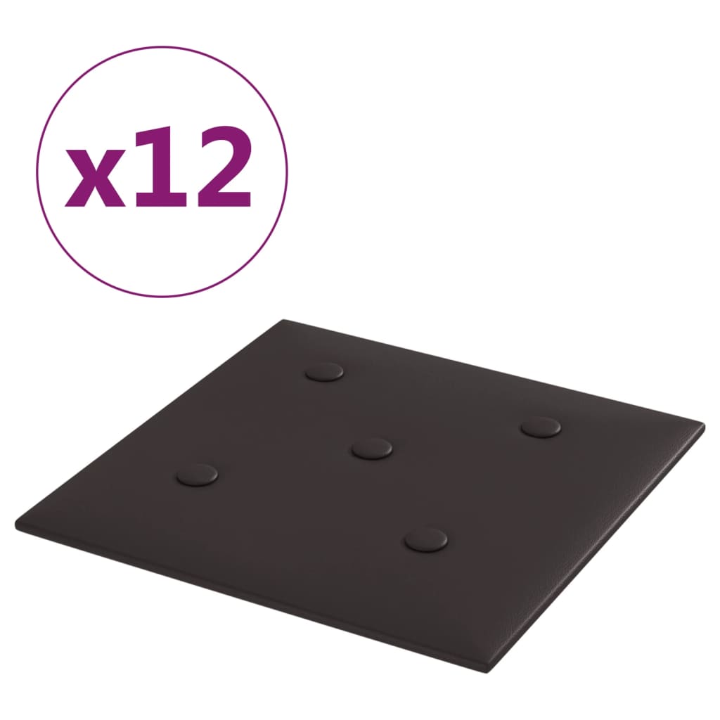 Vidaxl Wandpaneele 12 ST 1,08 m² 30 x 30 cm künstliches Lederschwarz