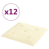 Vidaxl -Wandpaneele 12 ST 1,08 m² 30 x 30 cm Künstliche Ledercreme -Colored