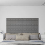 Vidaxl Wandpaneele 12 ST 1,62 m² 90 x 15 cm künstliches Ledergrau grau