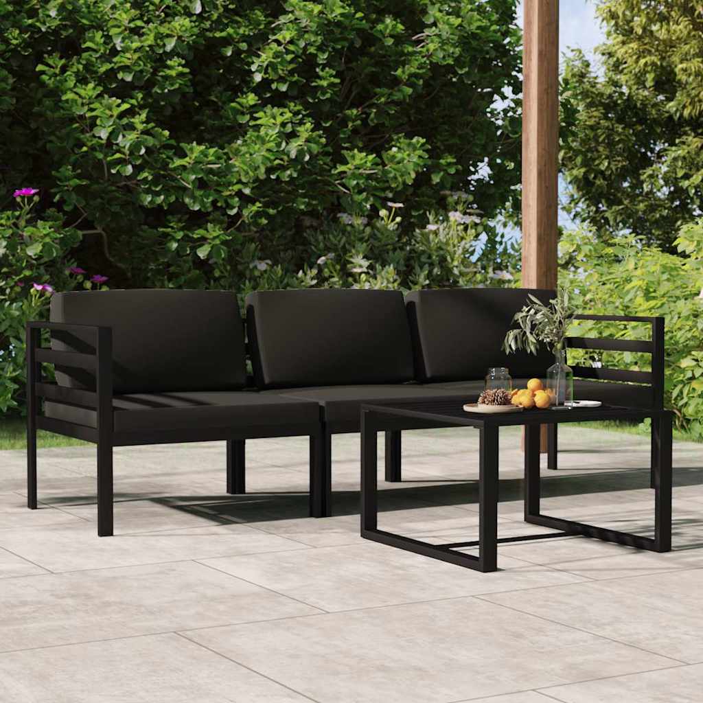 Vidaxl 4-delige loungeset met kussens aluminium antracietkleurig