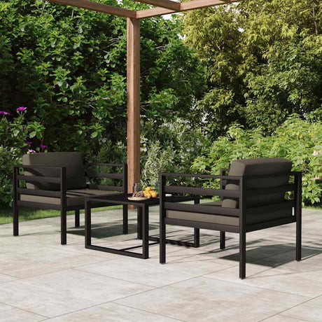 Vidaxl 3-delige loungeset met kussens aluminium antracietkleurig