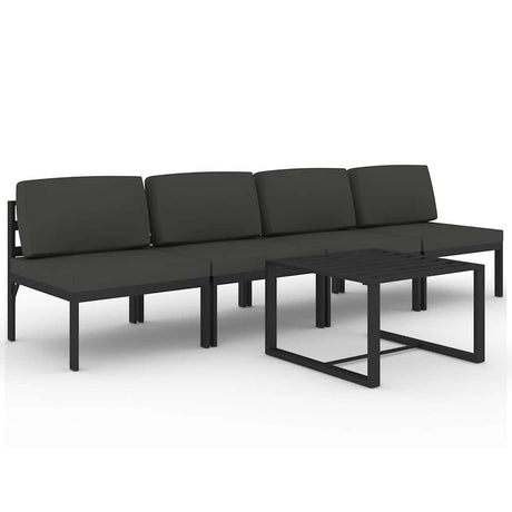 Vidaxl 5-delige loungeset met kussens aluminium antracietkleurig